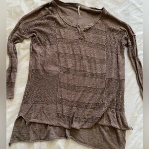 Free People, brown oversized long sleeve top